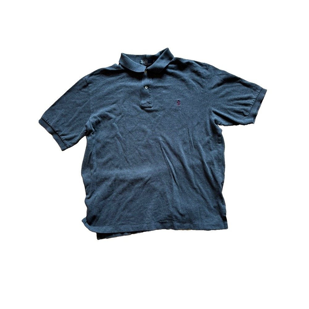 Polo Ralph Lauren Mens LT Gray Solid Logo Short Sleeve Button Knit Polo Shirt